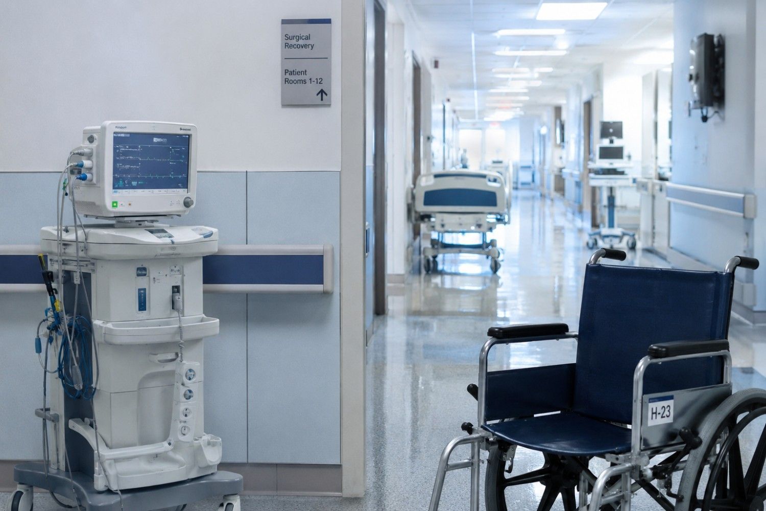 Hospital medical staff with equipment
