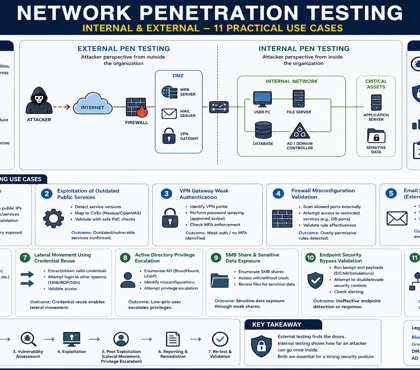 Network Penetration Testing: Internal vs External with Real-World Use Cases